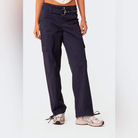 Edikted Low Rise Belted Cargo Pants - Picture 1 of 5